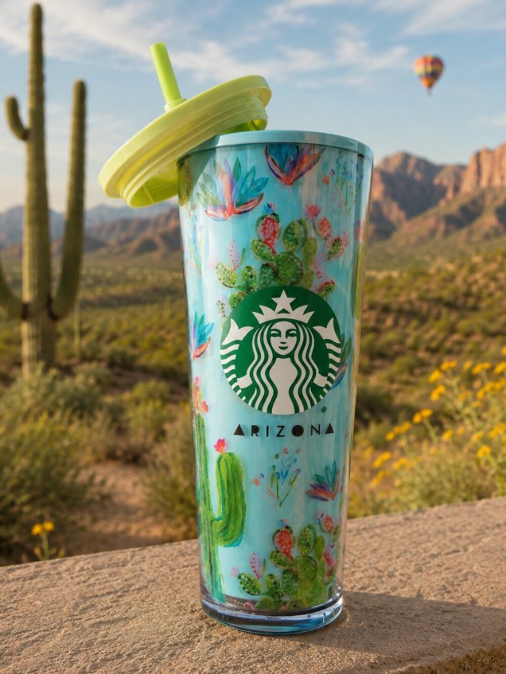 Starbucks Arizona Teal Cactus Discontinued Venti Cold Cup NWT Souvenir Vacation